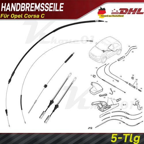 Handbremsseile für opel - handbremsseile, corsa